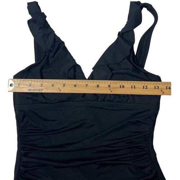 Chaps Slimming Fit Black One Piece Swimsuit Size 8 - Picture 3 of 12